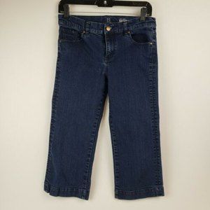 New York & Co Women's Low Rise Wide Leg Crop Denim Pants Blue (Size 6)